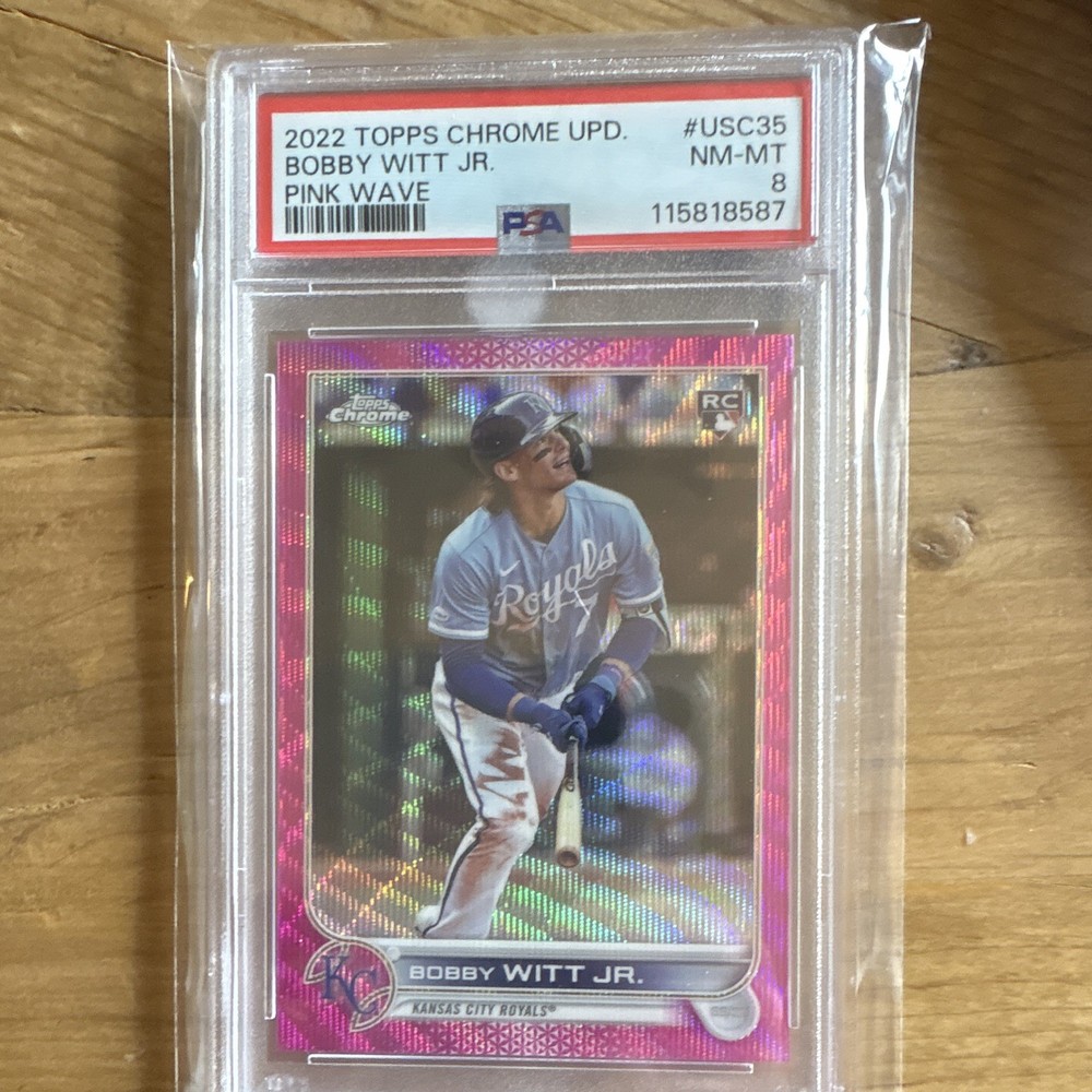 Topps 2022 Chrome Update Bobby Witt Jr. Rookie Pink Wave #USC35 PSA 8