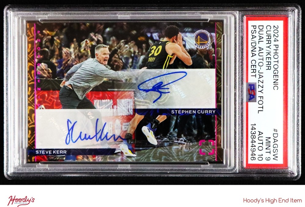2024-25 PhotoGenic Jazzy FOTL Steve Kerr & Stephen Curry DUAL AUTO 2/3 PSA 9