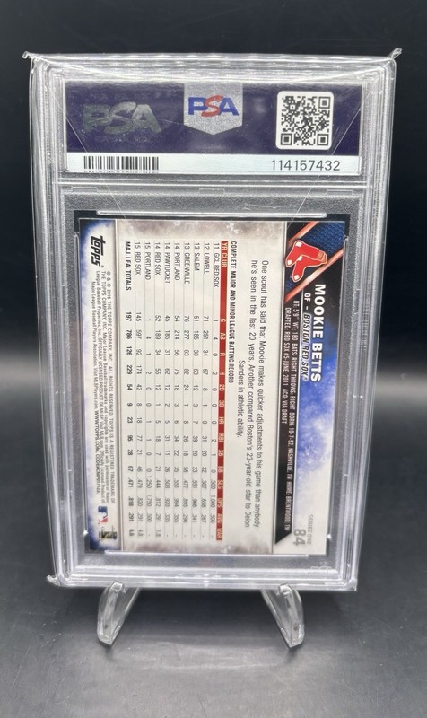 2016 Mookie Betts SSP #84 Red Sox PSA 9 Topps Series One view 2