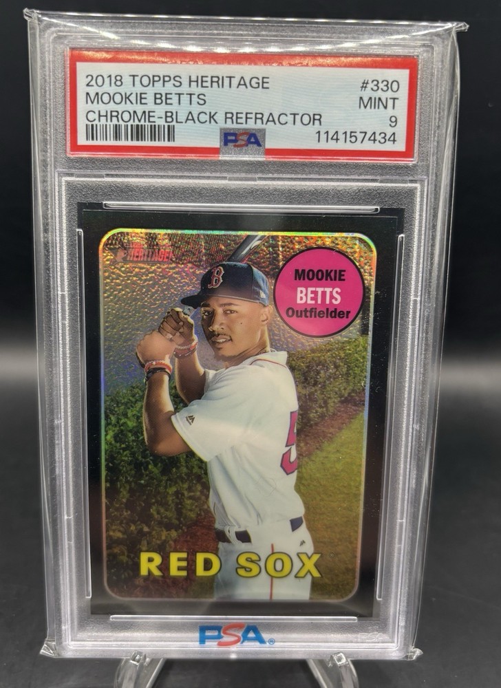 2018 Mookie Betts Topps Heritage /69 Black Chrome Refractor PSA 9 Red Sox