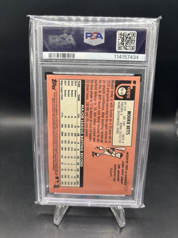 2018 Mookie Betts Topps Heritage /69 Black Chrome Refractor PSA 9 Red Sox view 2