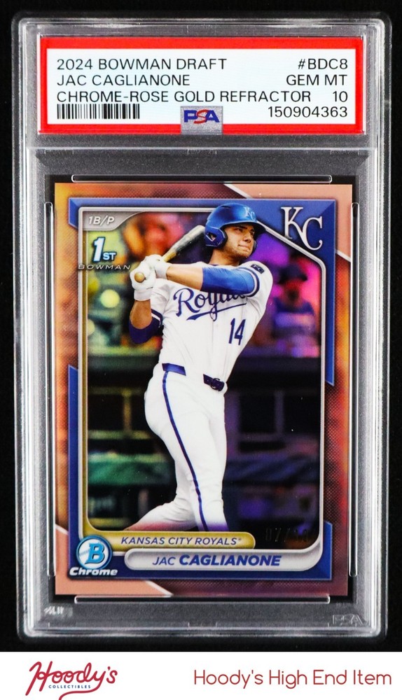 2024 Bowman Chrome Rose Gold Refractor Jac Caglianone 1st Rookie 07/10 PSA 10