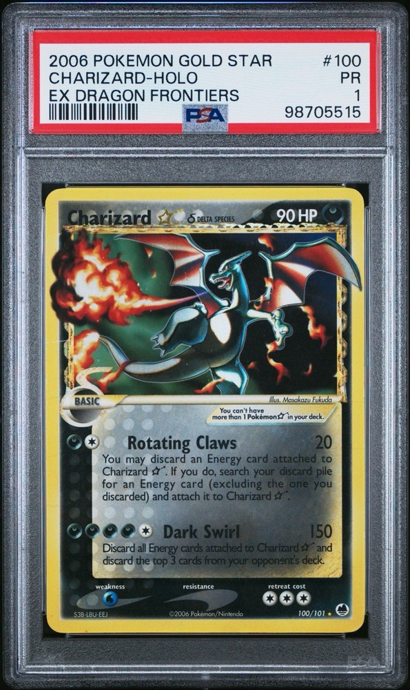 Pokemon EX Dragon Frontiers Delta Gold Star Charizard 100/101 Ultra Rare PSA 1