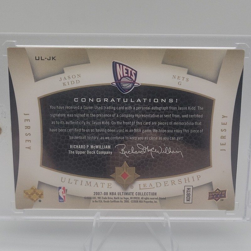 Upper Deck 2007-08 Jason Kidd Patch Auto Bookend 25/25 #UL-JK view 2
