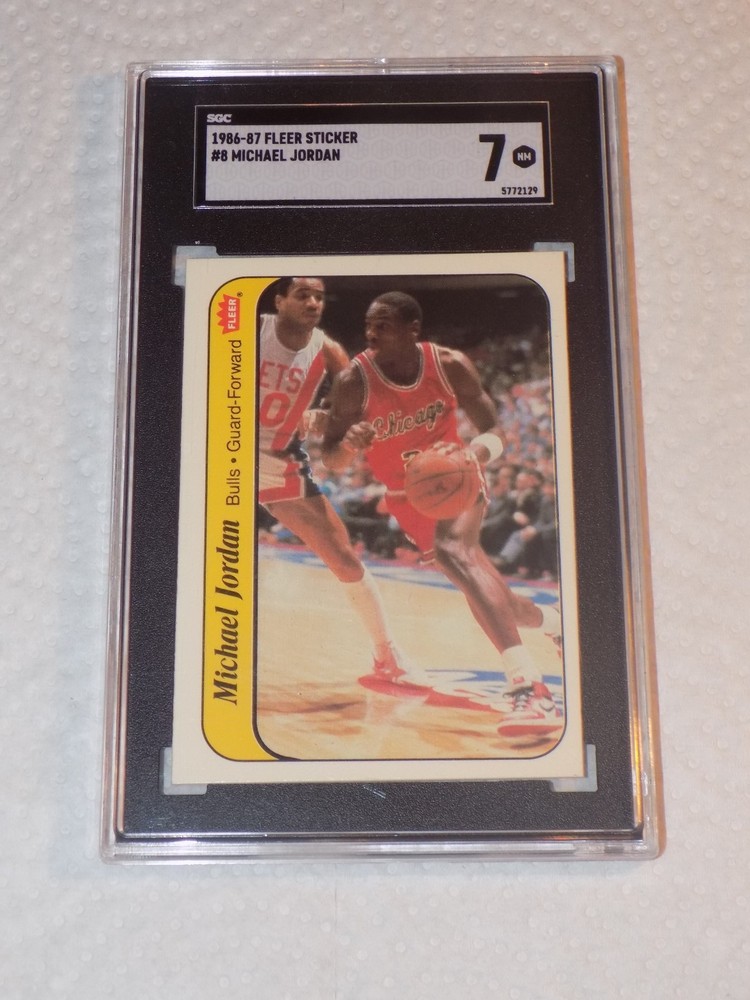 MICHAEL JORDAN SGC 7 NM 1986 Fleer Rookie Sticker #8