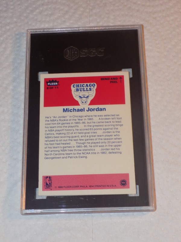 MICHAEL JORDAN SGC 7 NM 1986 Fleer Rookie Sticker #8 view 2