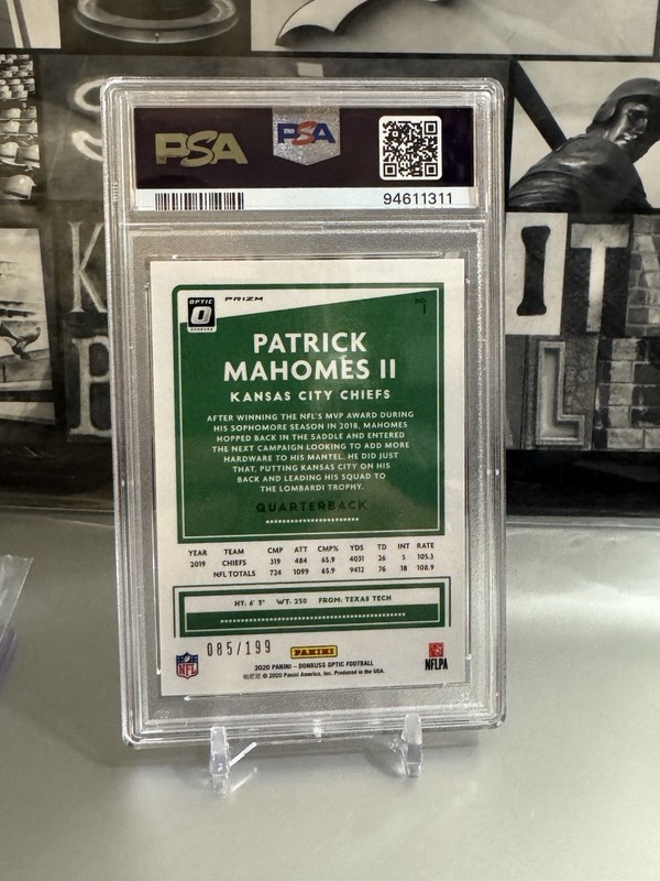 PATRICK MAHOMES II PSA 9 2020 PANINI DONRUSS OPTIC #1 WAVE PRIZM /199 view 2