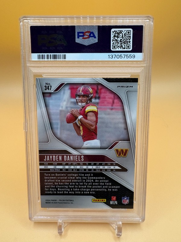 2024 Prizm - Jayden Daniels #347 Lazer PSA 10 view 2