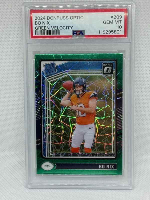 2024 DONRUSS OPTIC BO NIX GREEN VELOCITY ROOKIE CARD #209 PSA 10 view 2