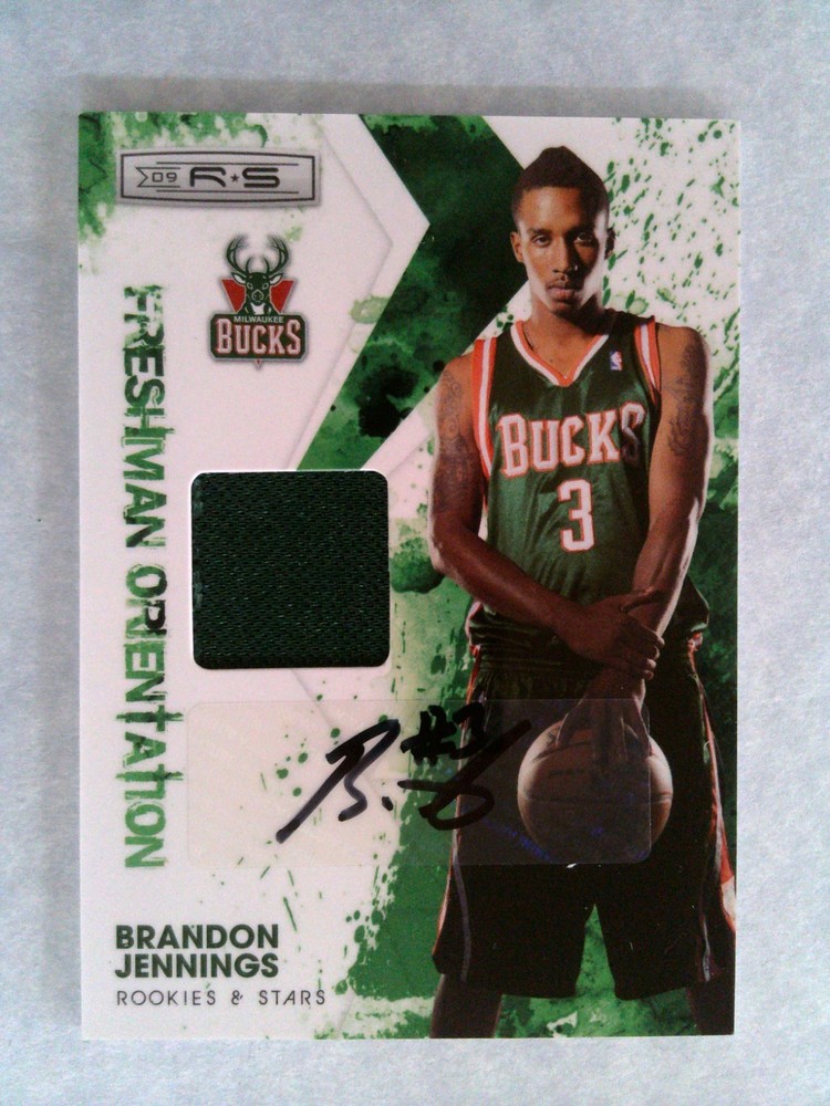 2009-10 Panini Rookies & Stars Brandon Jennings #9 Rookie Patch Auto /25 Bucks