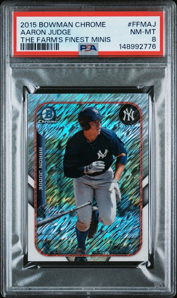 Aaron Judge 2015 Bowman Farm's Finest Mini Chrome Shimmer Refractor PSA 8