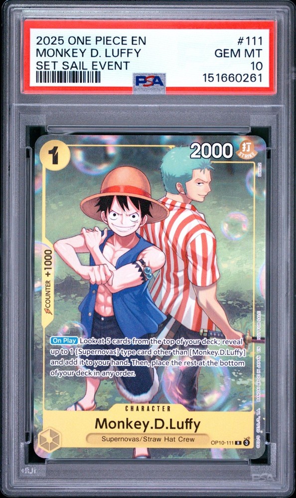 2025 ONE PIECE EN PROMOS SET SAIL EVENT #111 MONKEY D. LUFFY PSA 10