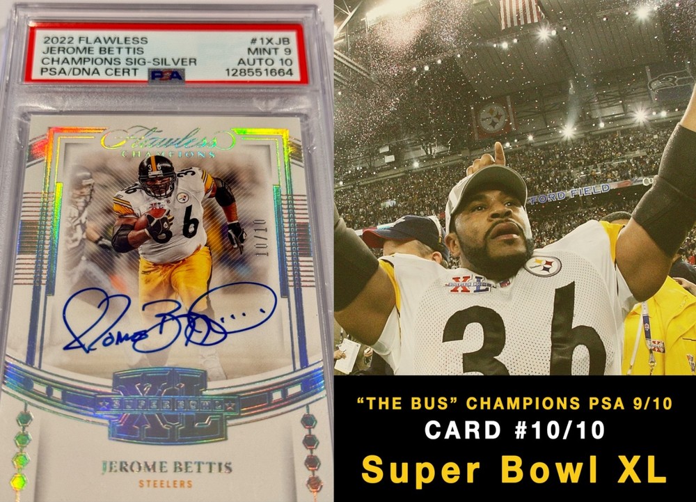 2022 Panini Flawless Champions JEROME BETTIS #10/10 Super Bowl XL Steelers PSA 9