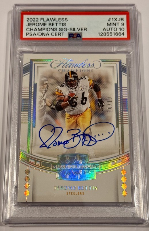 2022 Panini Flawless Champions JEROME BETTIS #10/10 Super Bowl XL Steelers PSA 9 view 2