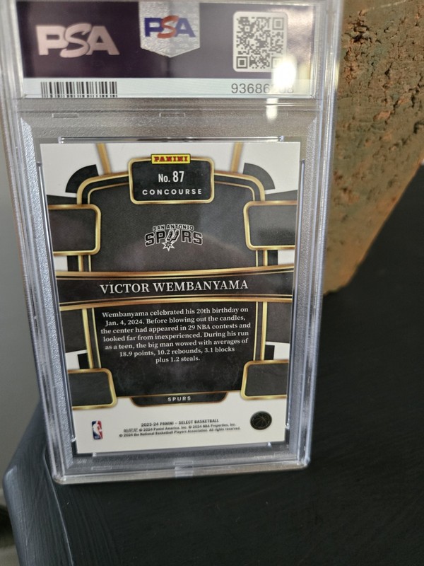 2023-24 Panini Select Concourse Victor Wembanyama #87 RC Spurs PSA 9 view 2