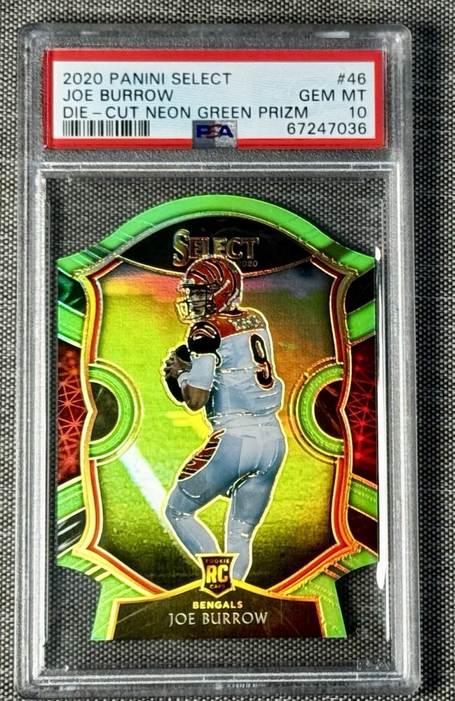 2020 Panini Select - Concourse Joe Burrow #46 Neon Green Prizm Die-Cut (RC)