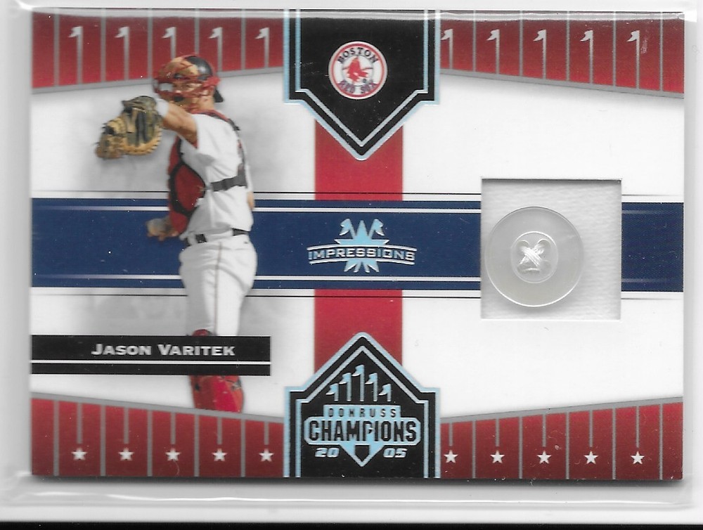 2005 Donruss Champions Impressions Game Used w/Button only 2/6 Jason Varitek #25