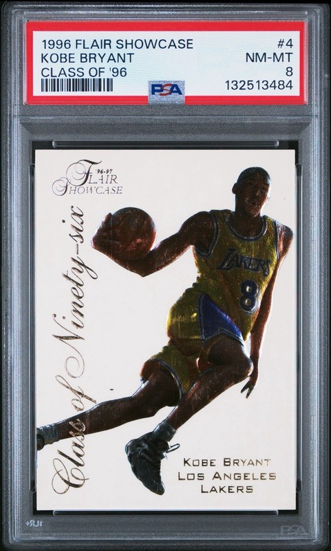 KOBE BRYANT 1996 FLAIR SHOWCASE CLASS OF '96 #4 ROOKIE RC LAKERS PSA 8 NM-MINT view 2