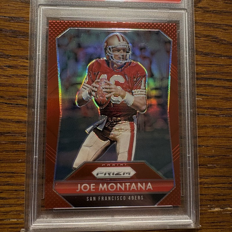 2015 Panini Prizm Joe Montana Red Retail Prizm SP PSA 10 49ers #16 view 2