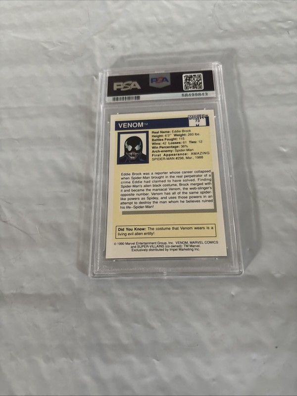 1990 Venom Marvel Universe 73 Mint Psa 9 Card - view 2