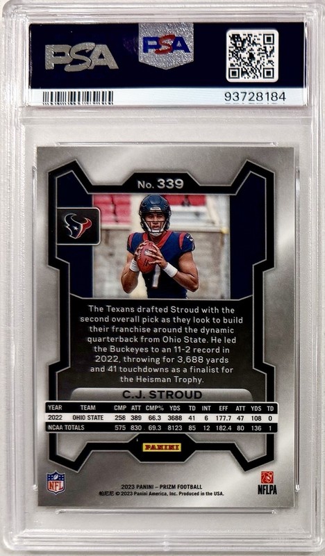 2023 Panini Prizm Rookies C.J. Stroud #339 (RC) PSA 10 GEM MINT view 2