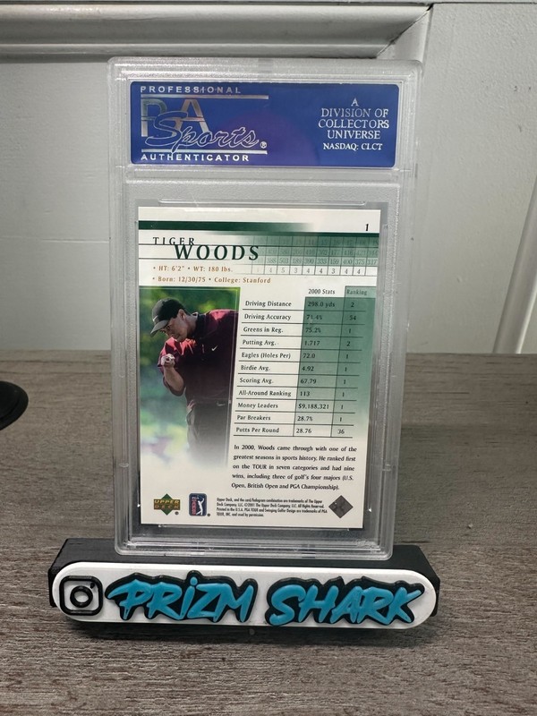 2001 Upper Deck Golf Tiger Woods #1 PSA 9 Mint view 2