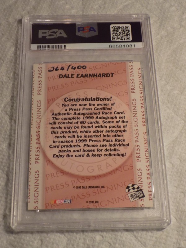 DALE EARNHARDT SR. PSA 9 MINT 1999 PRESS PASS SIGNINGS  #264/400 (POPULATION 12) view 2