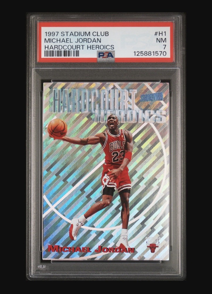 1997 STADIUM CLUB HARDCOURT HEROICS #H1 MICHAEL JORDAN PSA 7