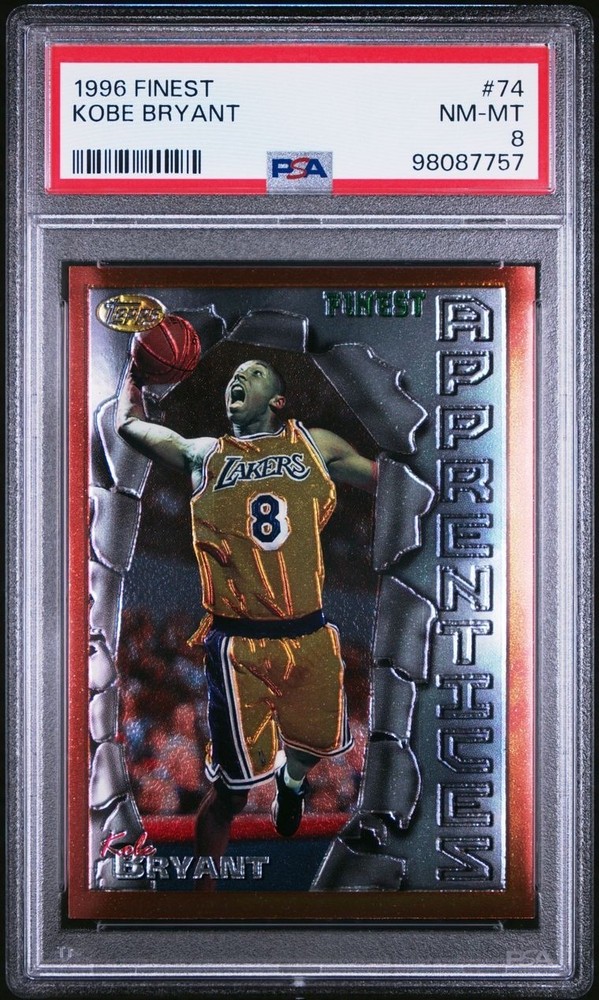 1996-97 Topps Finest #74 Kobe Bryant Lakers RC PSA 8