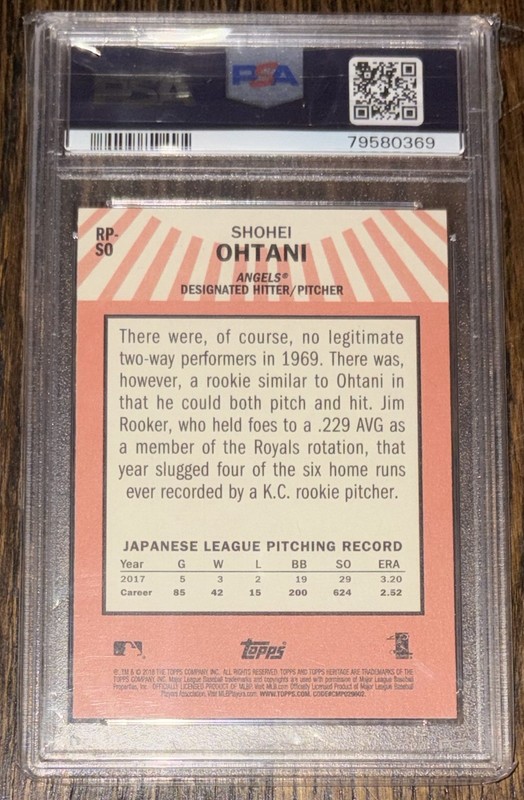 SHOHEI OHTANI 2018 Topps Heritage Rookie Performers PSA 10 view 2