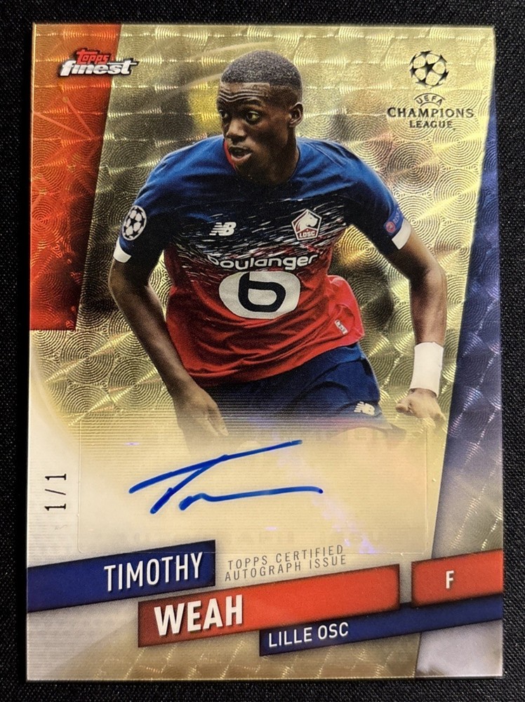 Timothy Weah 2019-20 Topps Finest UEFA Champions League SUPERFRACTOR AUTO #1/1