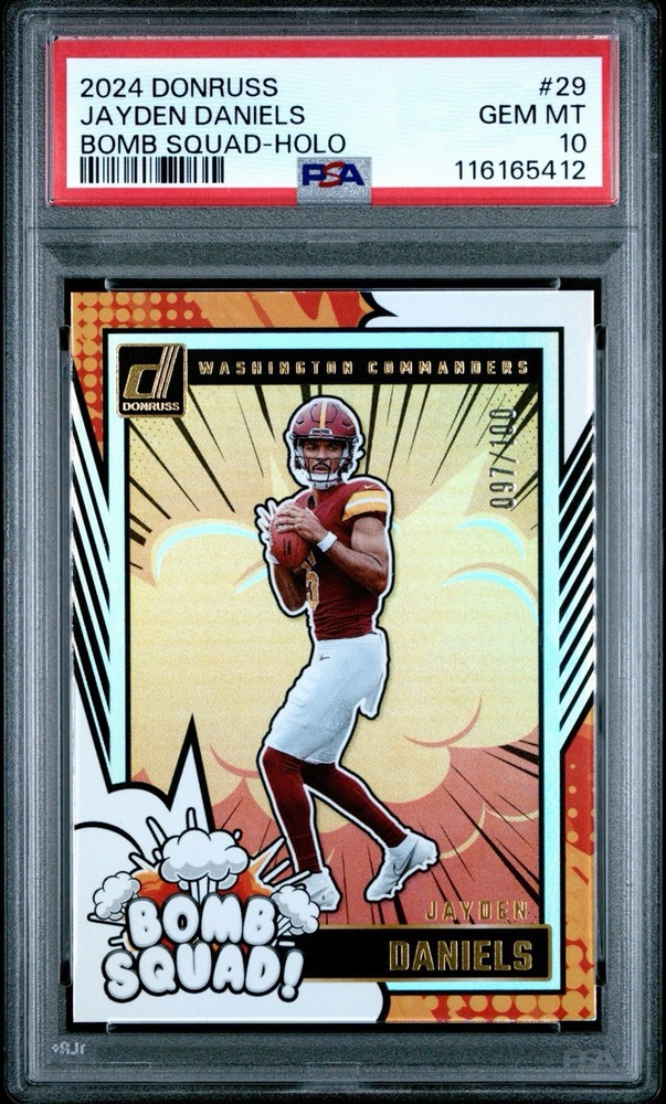 2024 Donruss Jayden Daniels Bomb Squad Holo /100 #29 PSA 10 Rookie RC Rare Pop 7
