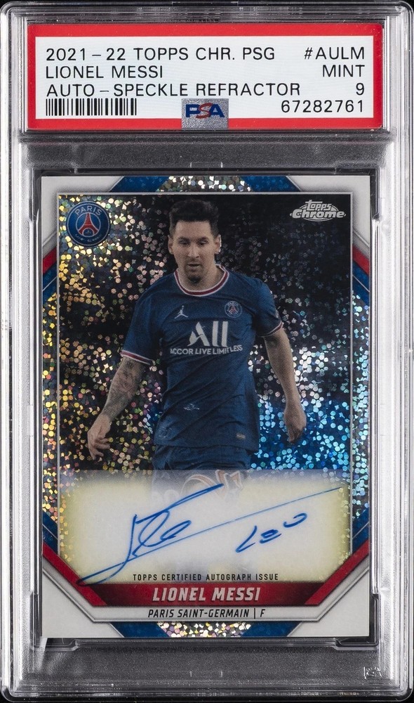 2021-22 Topps Chrome Paris Saint-Germain PSG Auto Lionel Messi 23/30 PSA 9
