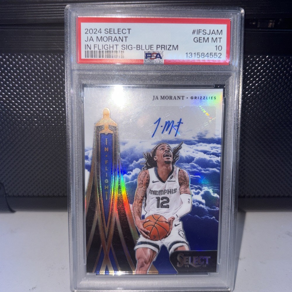 2024-25 Panini Select Ja Morant Blue Prizm In Flight Auto /49 PSA 10 LOW POP