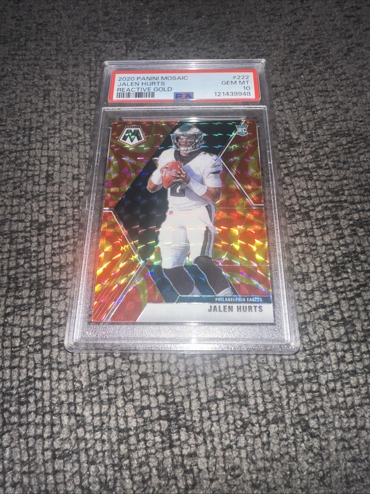 2020 Panini Mosaic #222 Jalen Hurts Reactive Gold PSA 10