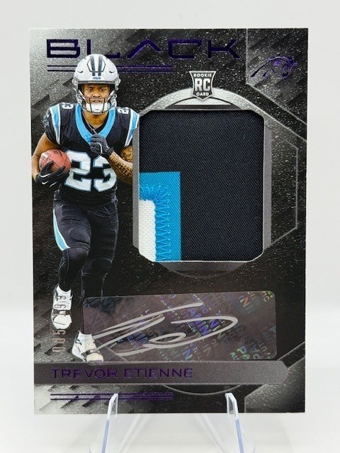 2025 Black Trevor Etienne Rookie Patch Auto /199 RPA Panthers RC  3 Color Patch