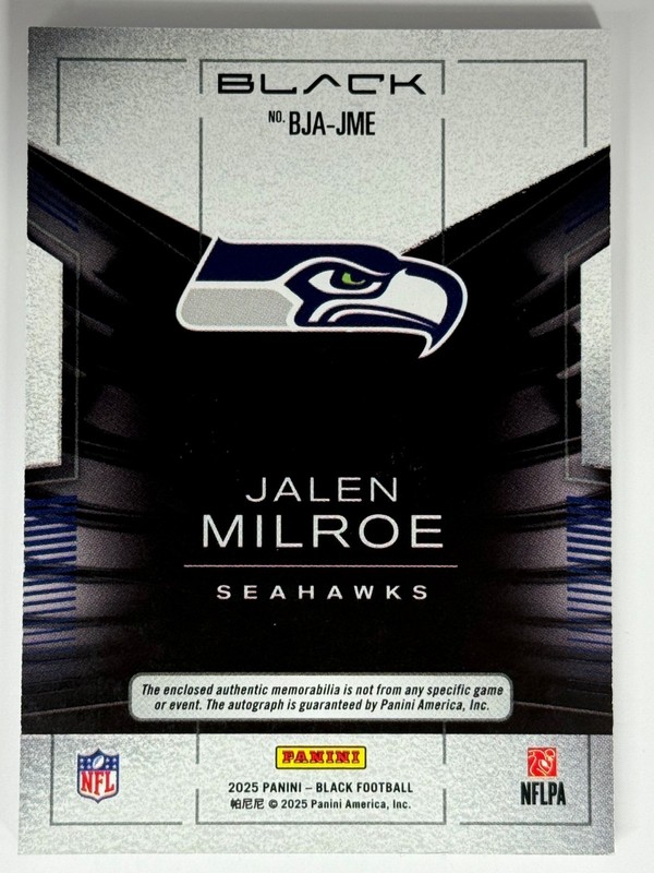 2025 Black Jalen Milroe RPA 25/25 Blacked Out Bookend  Rookie Patch Auto SSP view 2