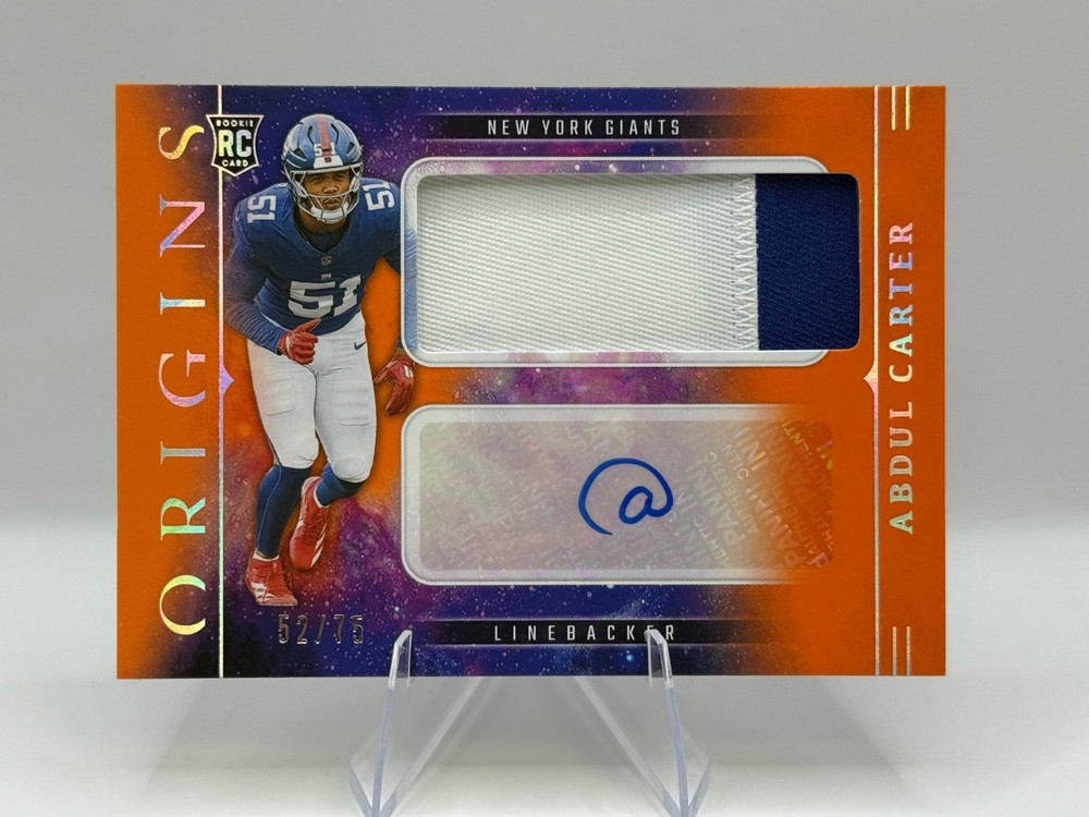 🔥 Abdul Carter Orange Rookie Patch Auto RPA  # /75  2025 Origins Giants