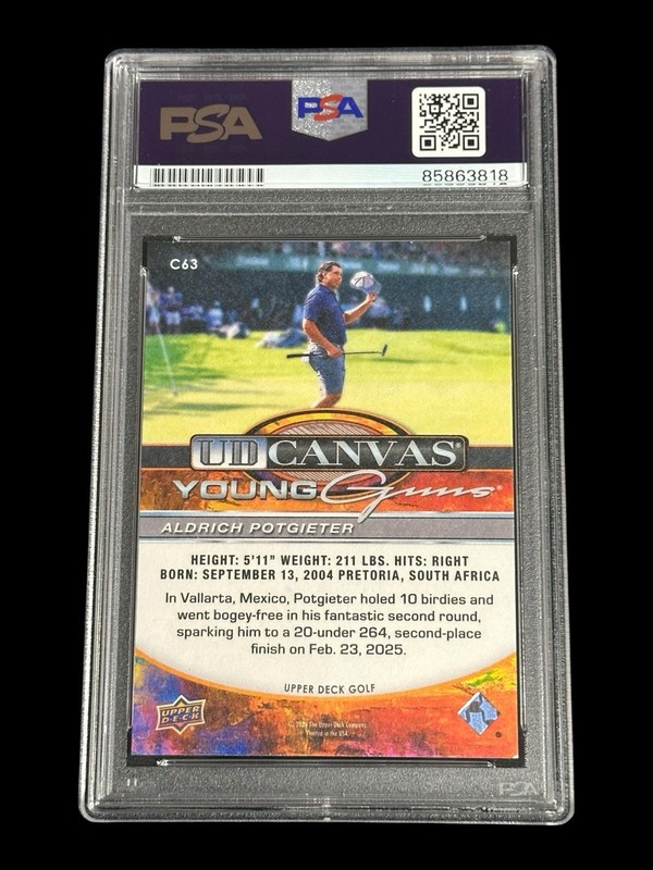 2026 UD Canvas Golf Signed Aldrich Potgieter Young Guns Card Rookie PSA 10 Auto view 2