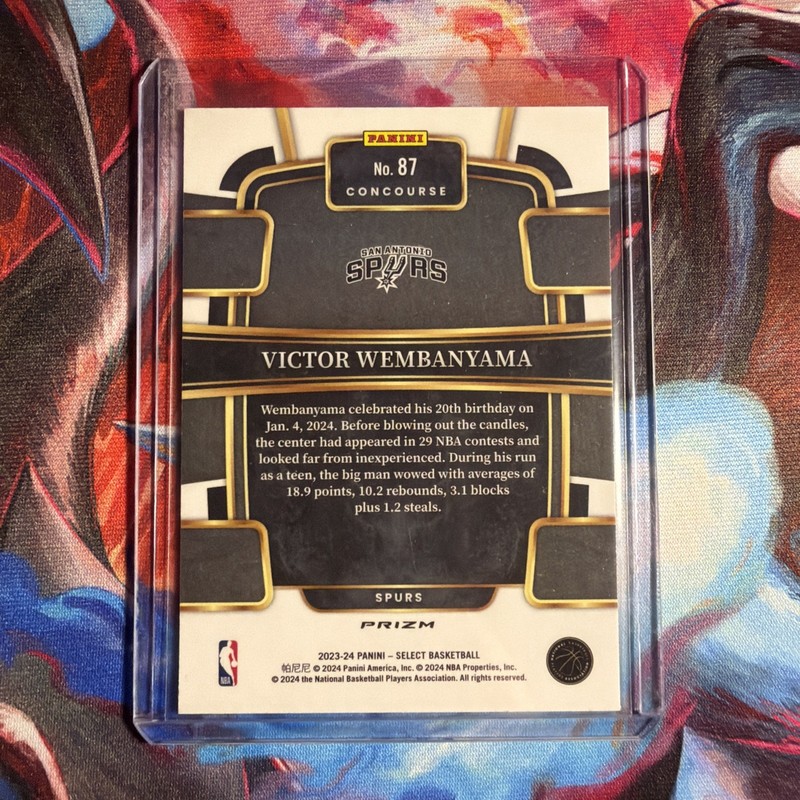 VICTOR WEMBANYAMA 2023-24 Panini Select Concourse Blue Prizm Holo Rookie RC (b) view 2