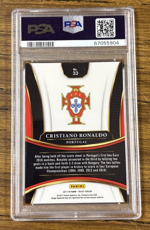 2017-18 Panini Select Soccer #33 Cristiano Ronaldo Portugal PSA 10 GEM MINT view 2