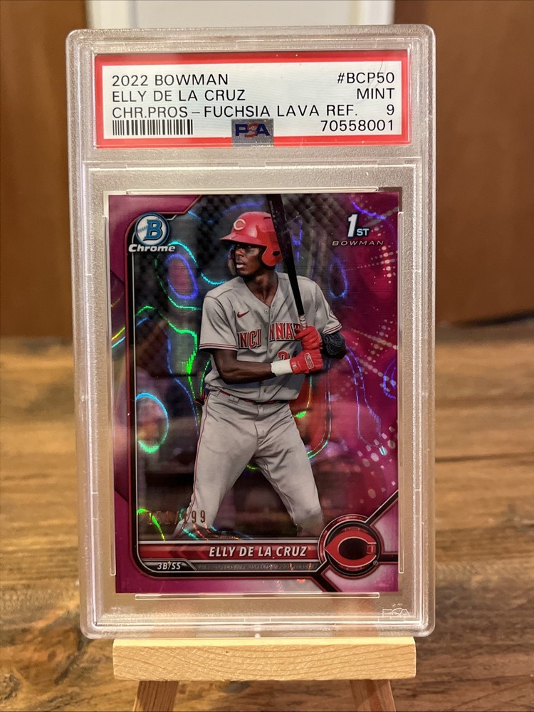 Elly De La Cruz 2022 Bowman Chrome 1st Fuchsia Lava /199 PSA 9