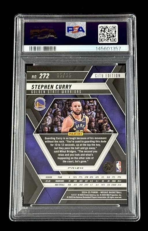 Stephen Curry 2024-25 Mosaic Blue Camo Fast Break Prizm #’d/35 PSA 9 MINT view 2