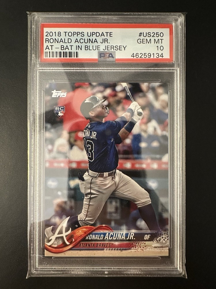 2018 Topps Update Ronald Acuna Jr. Rookie RC #US250 PSA 10 GEM MINT view 1