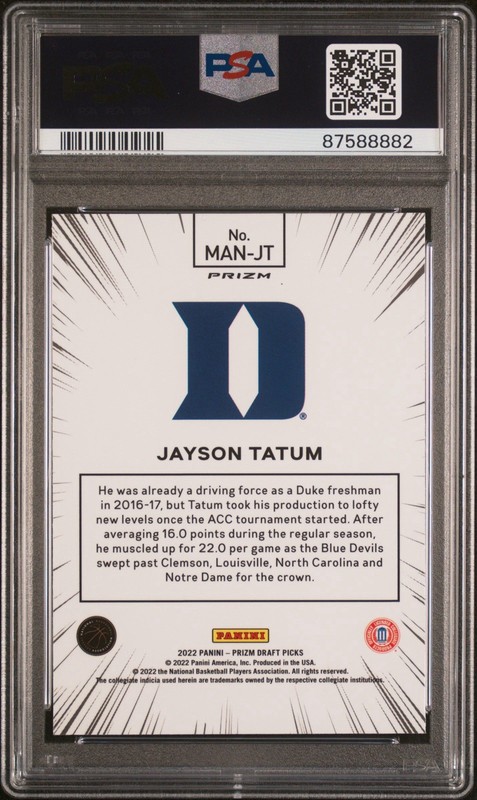 Jayson Tatum 2022 Panini Prizm Draft Picks Manga Case Hit SSP PSA 10 Duke view 2