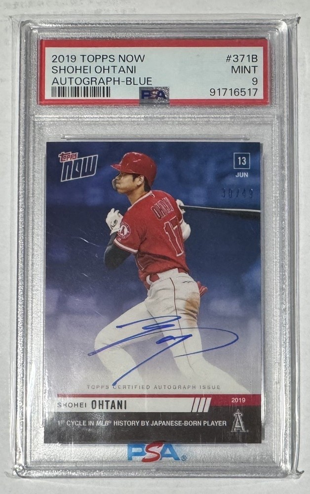 2019 Topps Now Shohei Ohtani Auto PSA 9 Blue /49 Cycle Hit Commemorative