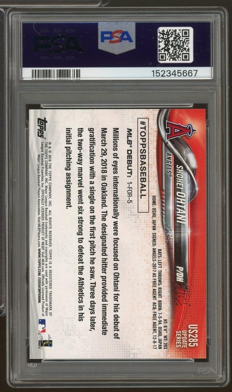 Shohei Ohtani Rookie Card 2018 Topps Update #us285 PSA 7 view 2