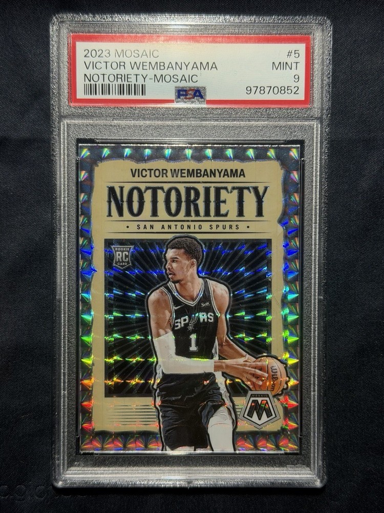 Victor Wembanyama Notoriety Mosaic PSA 9 2023 Panini Mosaic Spurs Rookie RC
