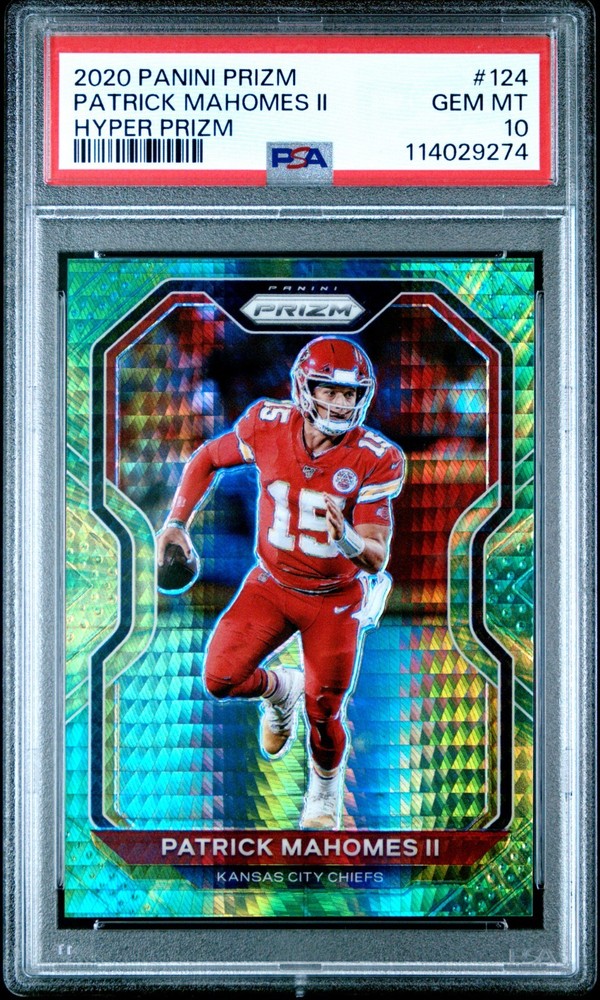 2020 Panini Prizm #124 Patrick Mahomes II Prizm Hyper #/175 PSA 10