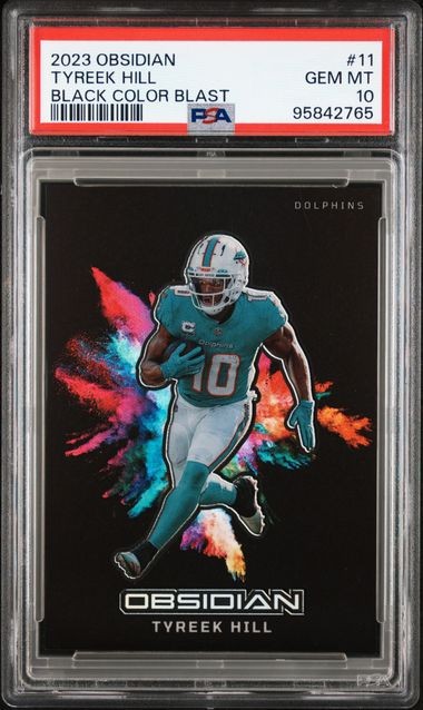 2023 Panini Obsidian Black Color Blast Tyreek Hill #11 Dolphins Chiefs PSA 10